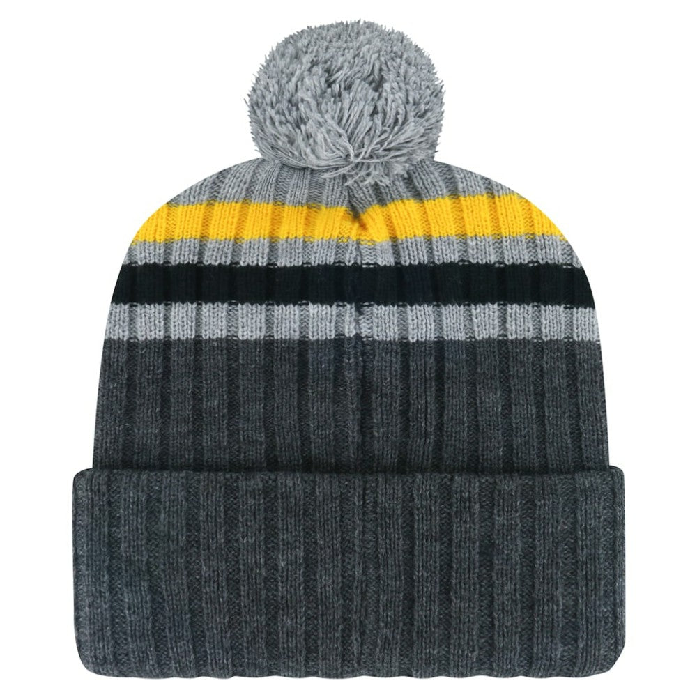 NHL Gray Pittsburgh Penguins '47 Stack Patch Cuffed Knit Hat with Pom