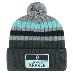 NHL Gray Seattle Kraken '47 Stack Patch Cuffed Knit Hat with Pom
