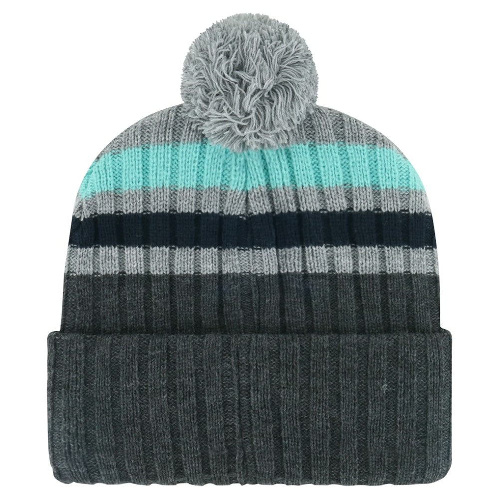 NHL Gray Seattle Kraken '47 Stack Patch Cuffed Knit Hat with Pom