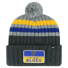 NHL Gray St. Louis Blues '47 Stack Patch Cuffed Knit Hat with Pom