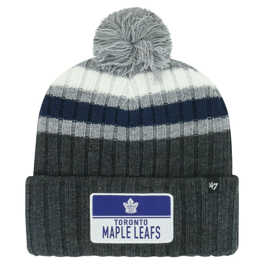 NHL Gray Toronto Maple Leafs '47 Stack Patch Cuffed Knit Hat with Pom