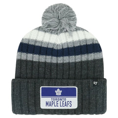 NHL Gray Toronto Maple Leafs '47 Stack Patch Cuffed Knit Hat with Pom