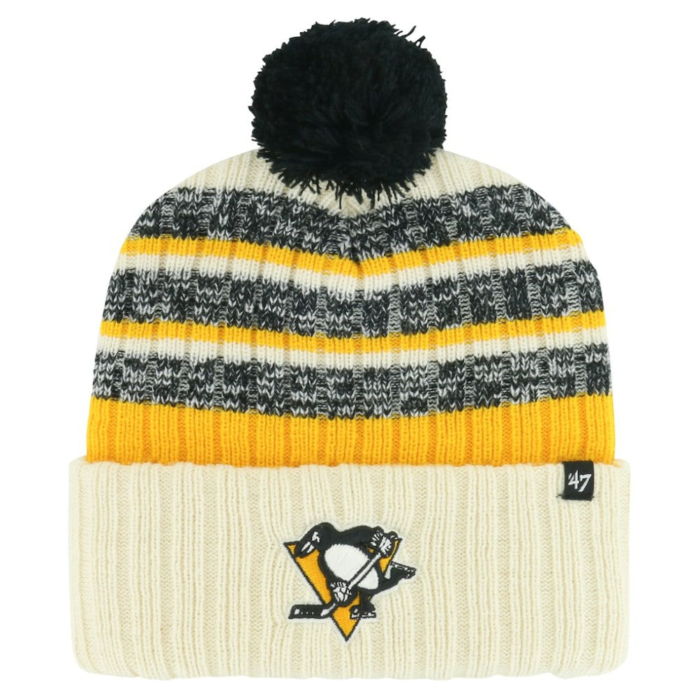 NHL Cream Pittsburgh Penguins '47 Tavern Cuffed Knit Hat with Pom