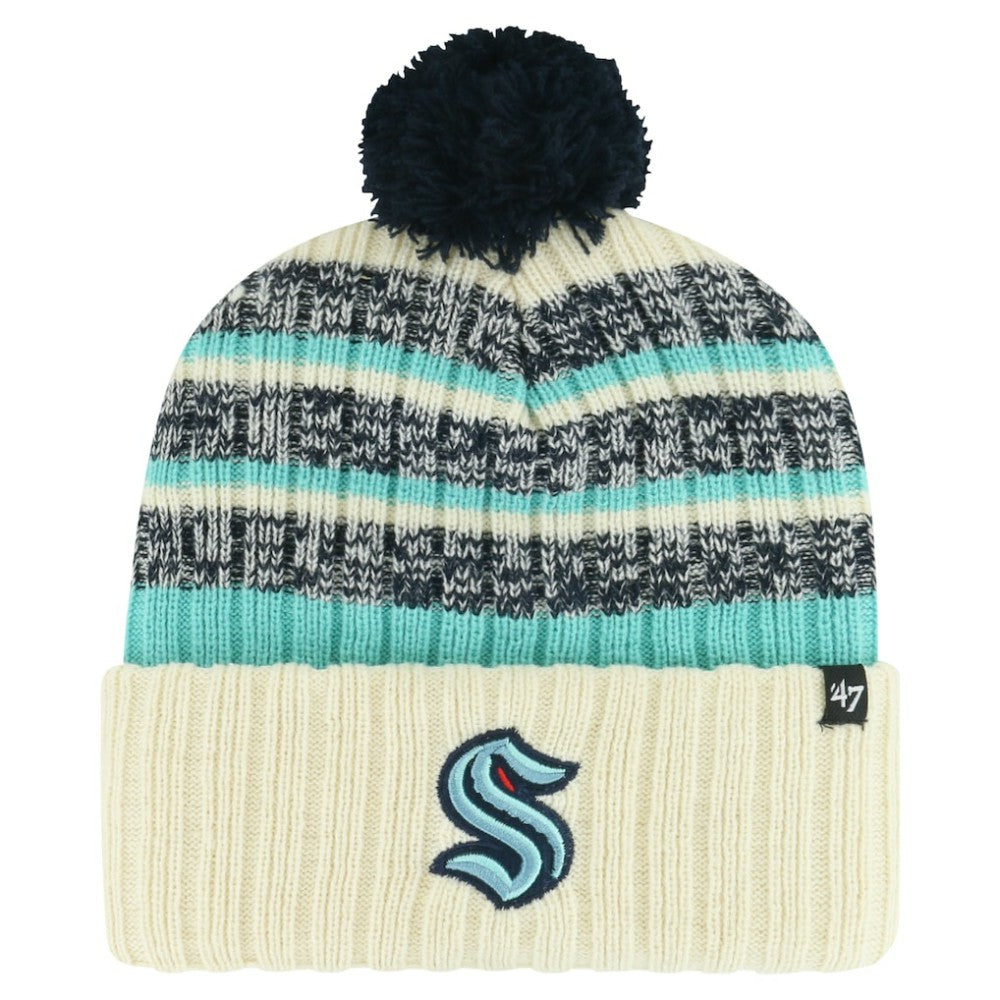 NHL Cream Seattle Kraken '47 Tavern Cuffed Knit Hat with Pom