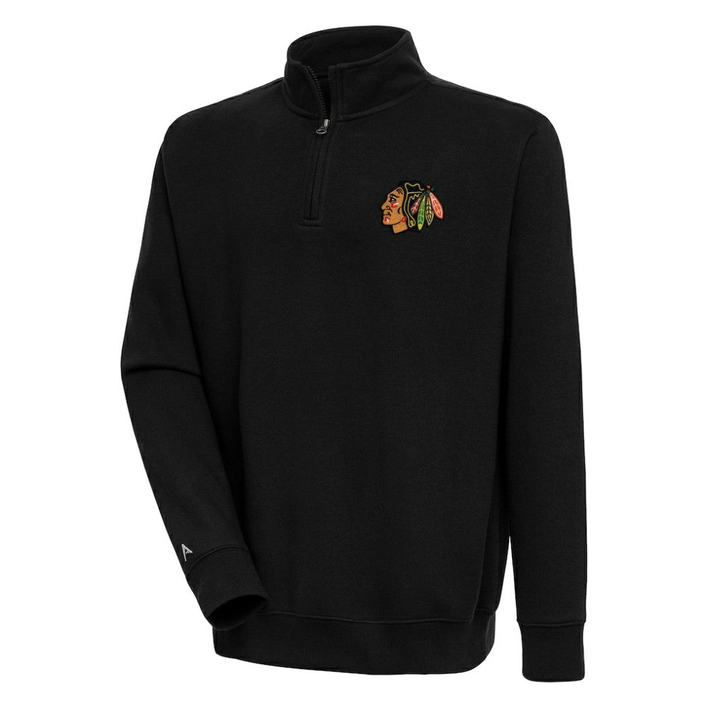 NHL Black Chicago Blackhawks Antigua Victory Quarter-Zip Pullover Top