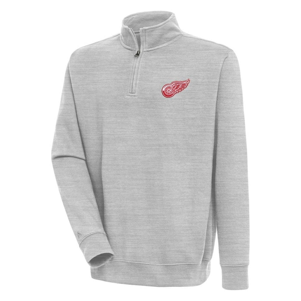 NHL Heather Gray Detroit Red Wings Antigua Victory Quarter-Zip Pullover Top