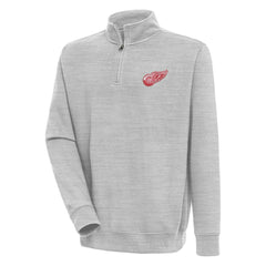 NHL Heather Gray Detroit Red Wings Antigua Victory Quarter-Zip Pullover Top