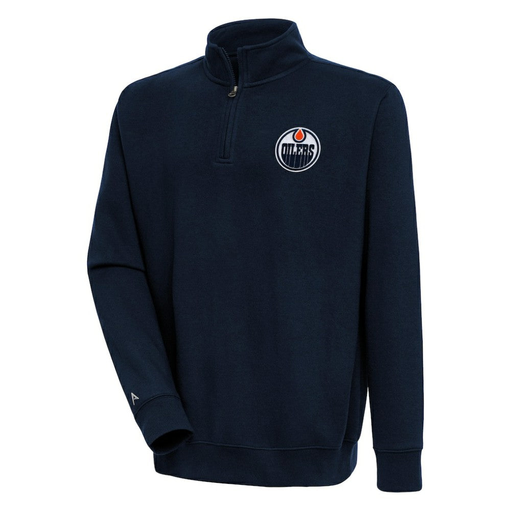 NHL Navy Edmonton Oilers Antigua Victory Quarter-Zip Pullover Top