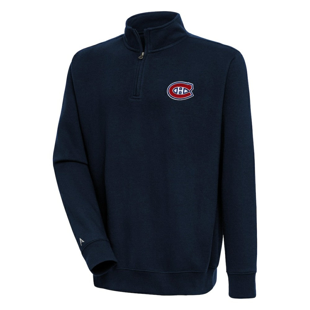 NHL Navy Montreal Canadiens Antigua Victory Quarter-Zip Pullover Top