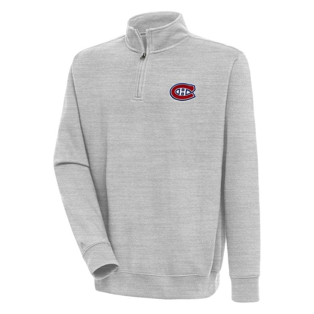 NHL Heather Gray Montreal Canadiens Antigua Victory Quarter-Zip Pullover Top