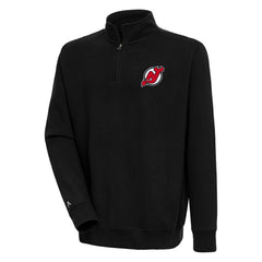NHL Black New Jersey Devils Antigua Victory Quarter-Zip Pullover Top