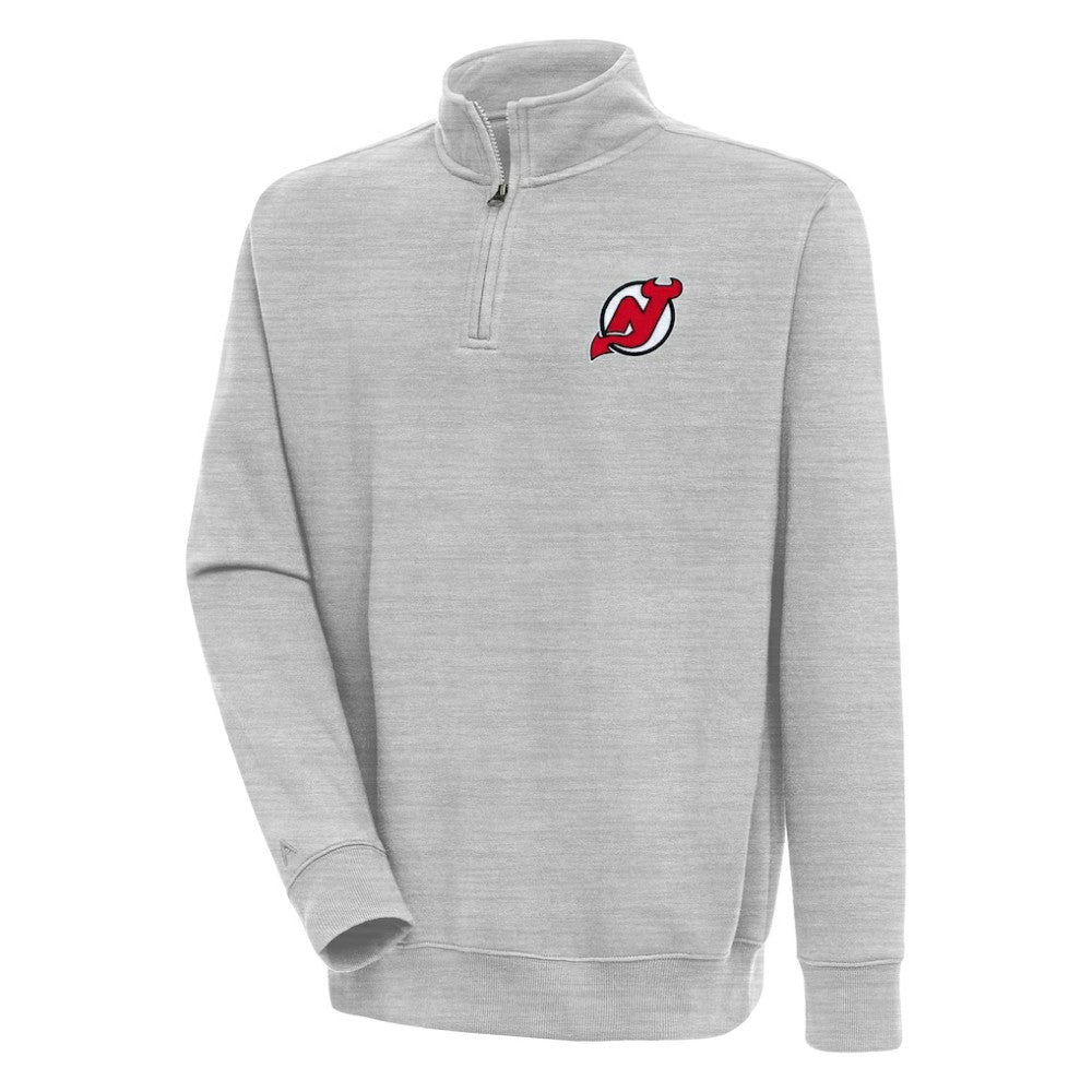 NHL Heather Gray New Jersey Devils Antigua Victory Quarter-Zip Pullover Top