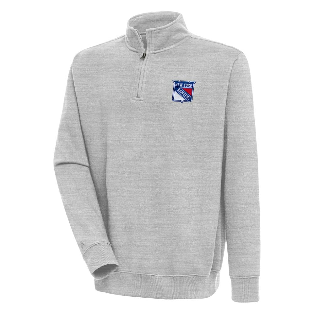 NHL Heather Gray New York Rangers Antigua Victory Quarter-Zip Pullover Top