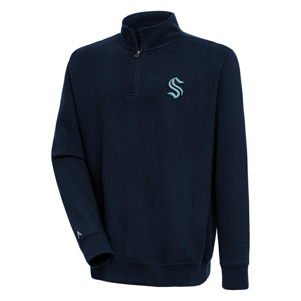 NHL Navy Seattle Kraken Antigua Victory Quarter-Zip Pullover Top