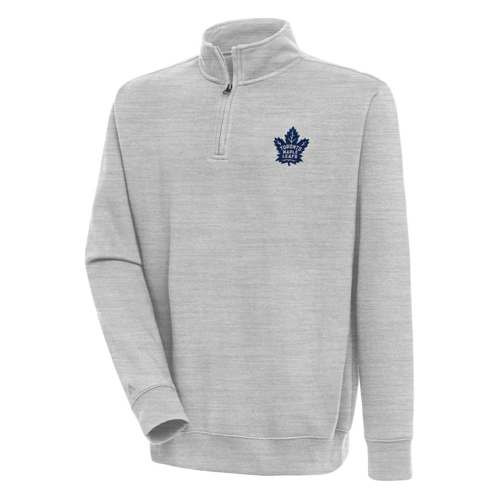 NHL Heather Gray Toronto Maple Leafs Antigua Victory Quarter-Zip Pullover Top