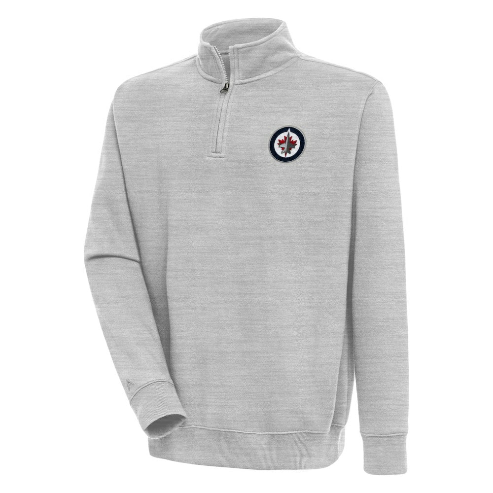 NHL Heather Gray Winnipeg Jets Antigua Victory Quarter-Zip Pullover Top