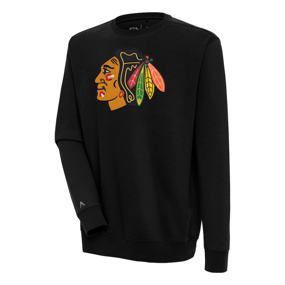 NHL Black Chicago Blackhawks Antigua Victory Pullover Sweatshirt