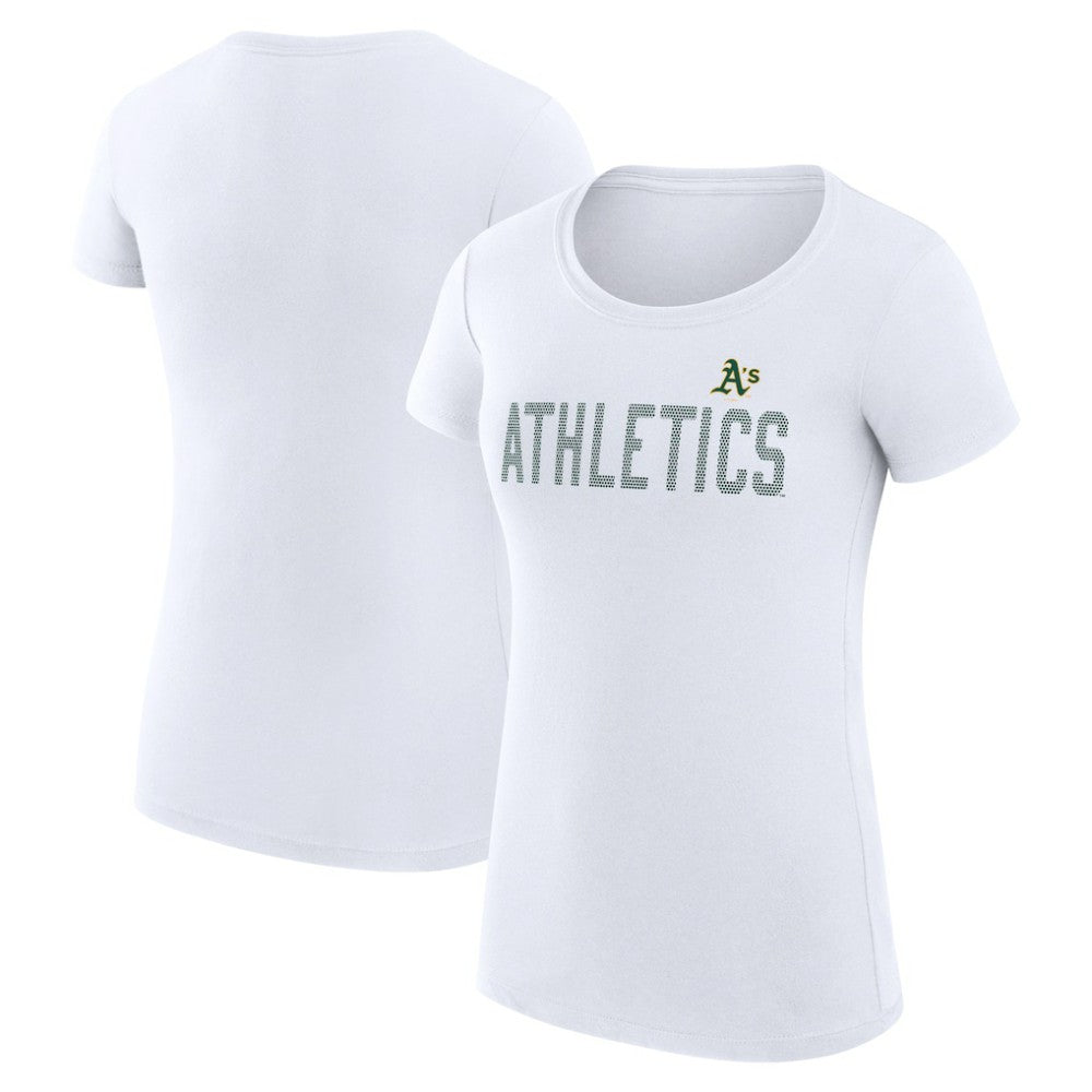 MLB Athletics G-III 4Her by Carl Banks Women's Super-Slim Fit Lightweight Dot Print T-Shirt