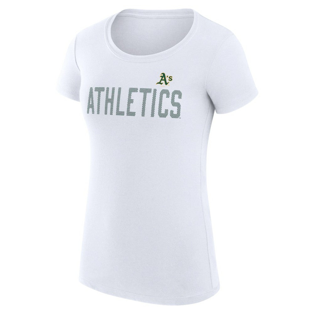 MLB Athletics G-III 4Her by Carl Banks Women's Super-Slim Fit Lightweight Dot Print T-Shirt