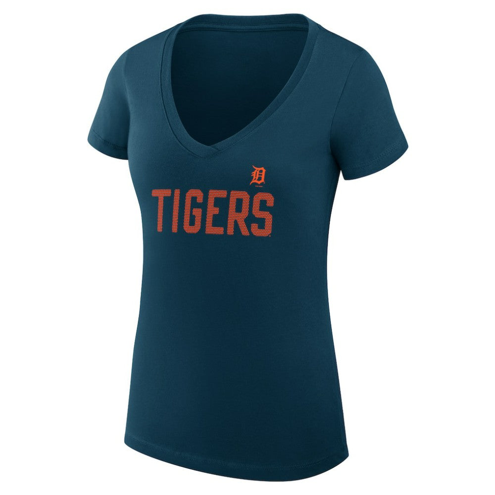 MLB Detroit Tigers G-III 4Her by Carl Banks Women's Super-Slim Fit Lightweight Dot Print V-Neck T-Shirt