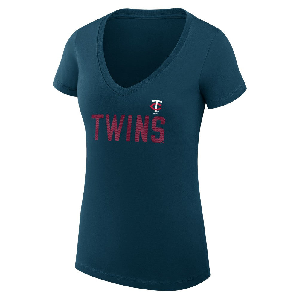 MLB Minnesota Twins G-III 4Her by Carl Banks Women's Super-Slim Fit Lightweight Dot Print V-Neck T-Shirt