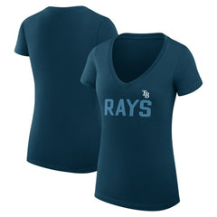 MLB Tampa Bay Rays G-III 4Her by Carl Banks Women's Super-Slim Fit Lightweight Dot Print V-Neck T-Shirt