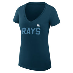 MLB Tampa Bay Rays G-III 4Her by Carl Banks Women's Super-Slim Fit Lightweight Dot Print V-Neck T-Shirt