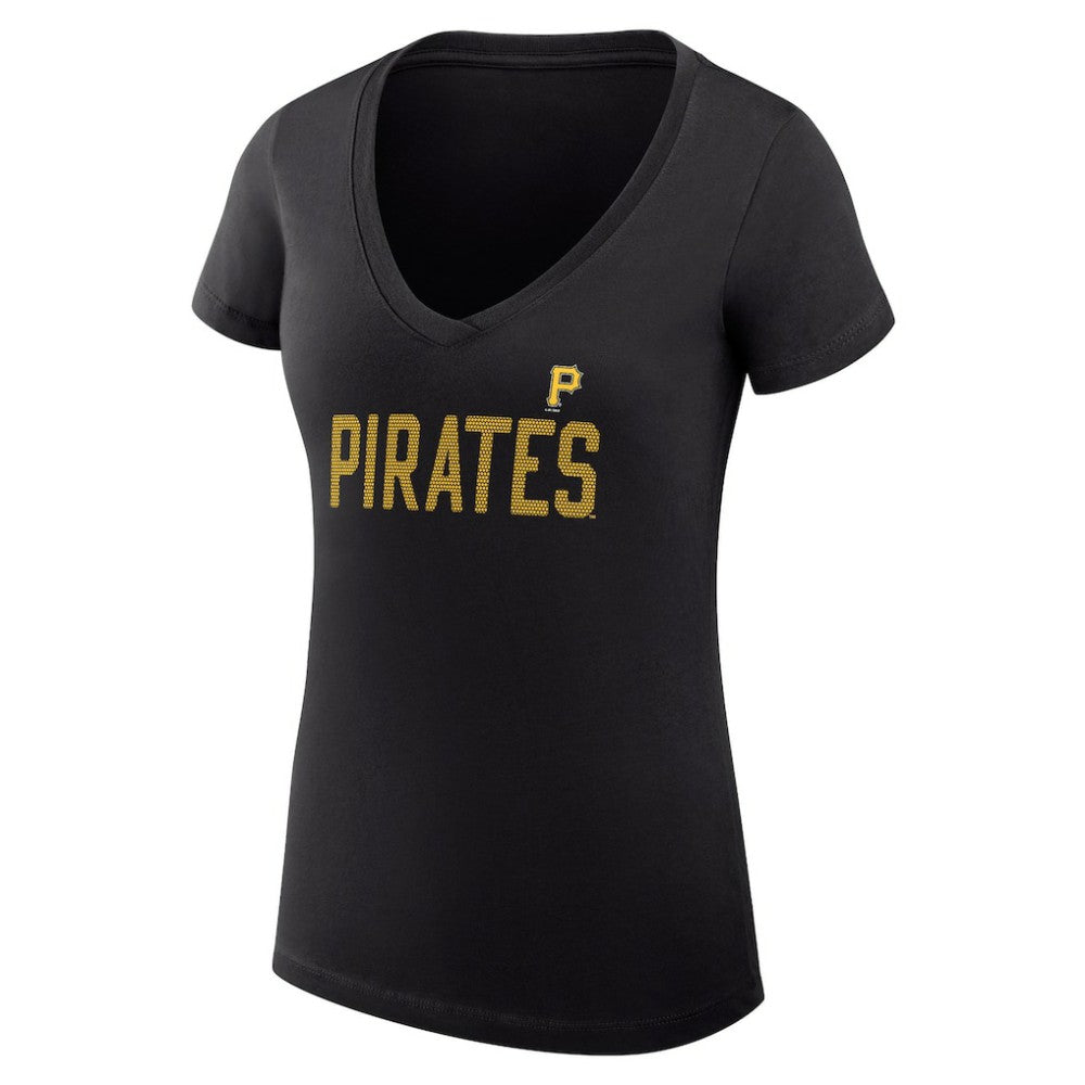 MLB Pittsburgh Pirates G-III 4Her by Carl Banks Women's Super-Slim Fit Lightweight Dot Print V-Neck T-Shirt