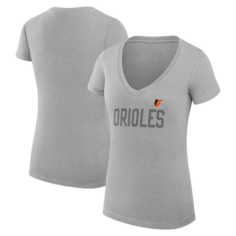 MLB Baltimore Orioles G-III 4Her by Carl Banks Women's Super-Slim Fit Lightweight Dot Print V-Neck T-Shirt