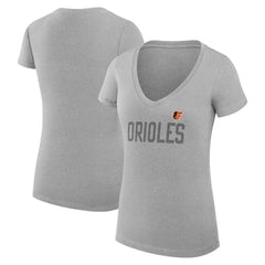 MLB Baltimore Orioles G-III 4Her by Carl Banks Women's Super-Slim Fit Lightweight Dot Print V-Neck T-Shirt