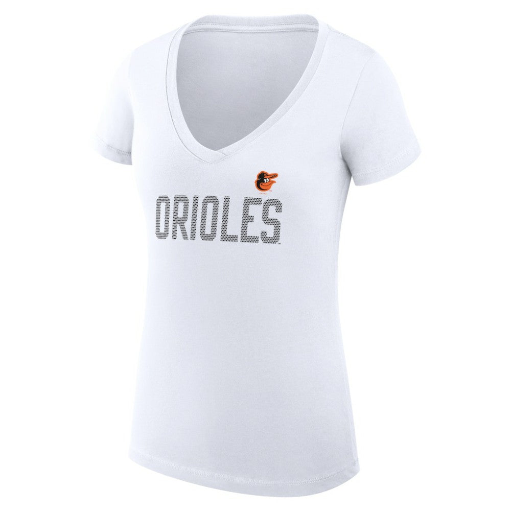 MLB Baltimore Orioles G-III 4Her by Carl Banks Women's Super-Slim Fit Lightweight Dot Print V-Neck T-Shirt