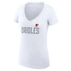 MLB Baltimore Orioles G-III 4Her by Carl Banks Women's Super-Slim Fit Lightweight Dot Print V-Neck T-Shirt