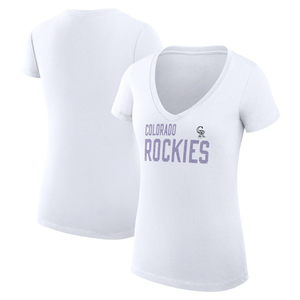 MLB Colorado Rockies G-III 4Her by Carl Banks Women's Super-Slim Fit Lightweight Dot Print V-Neck T-Shirt