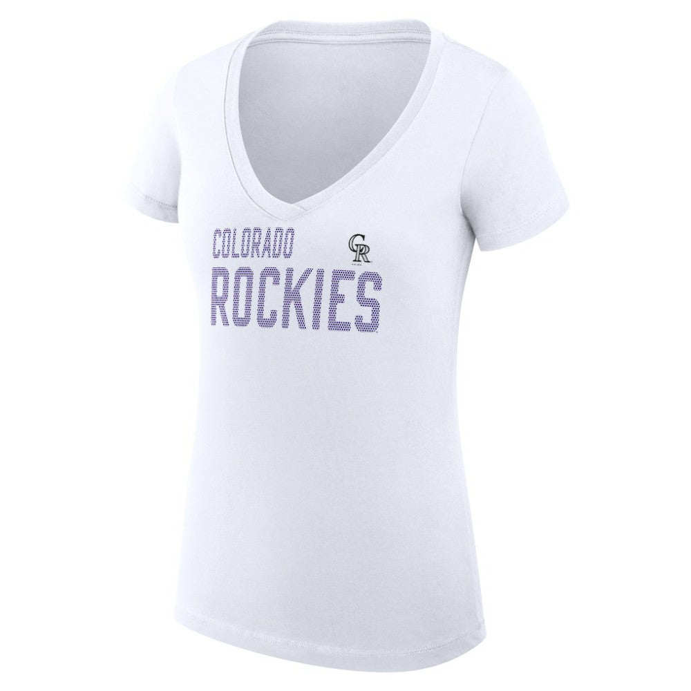 MLB Colorado Rockies G-III 4Her by Carl Banks Women's Super-Slim Fit Lightweight Dot Print V-Neck T-Shirt
