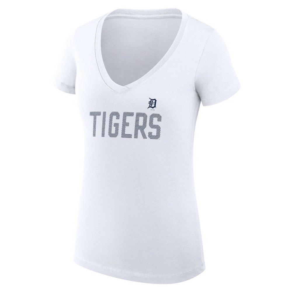 MLB Detroit Tigers G-III 4Her by Carl Banks Women's Super-Slim Fit Lightweight Dot Print V-Neck T-Shirt