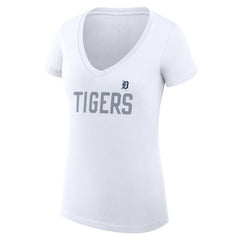 MLB Detroit Tigers G-III 4Her by Carl Banks Women's Super-Slim Fit Lightweight Dot Print V-Neck T-Shirt