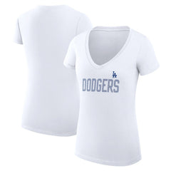 MLB Los Angeles Dodgers G-III 4Her by Carl Banks Women's Super-Slim Fit Lightweight Dot Print V-Neck T-Shirt