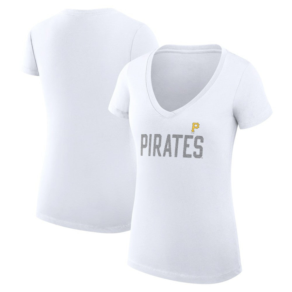 MLB Pittsburgh Pirates G-III 4Her by Carl Banks Women's Super-Slim Fit Lightweight Dot Print V-Neck T-Shirt