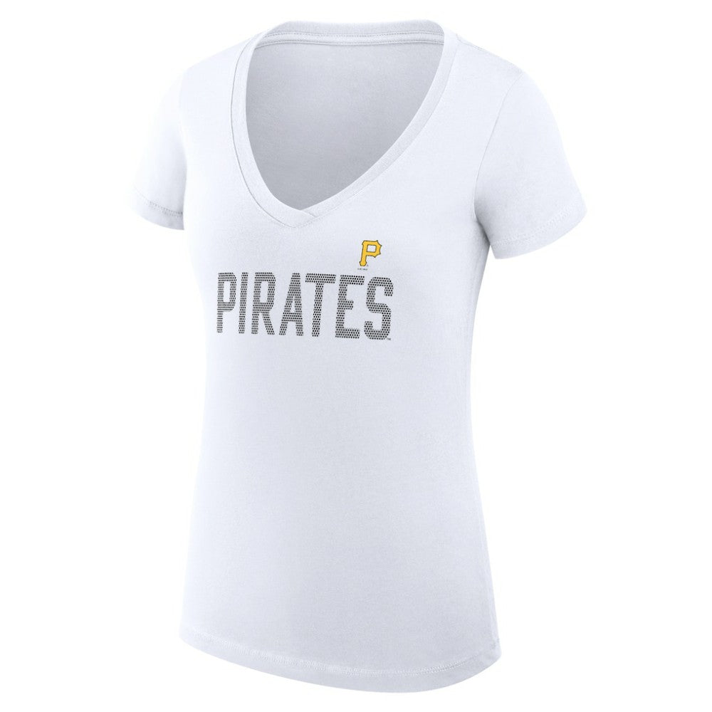 MLB Pittsburgh Pirates G-III 4Her by Carl Banks Women's Super-Slim Fit Lightweight Dot Print V-Neck T-Shirt