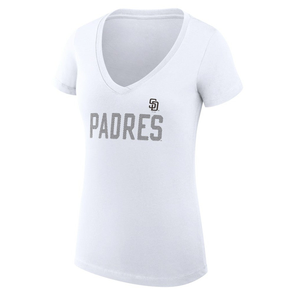MLB San Diego Padres G-III 4Her by Carl Banks Women's Super-Slim Fit Lightweight Dot Print V-Neck T-Shirt