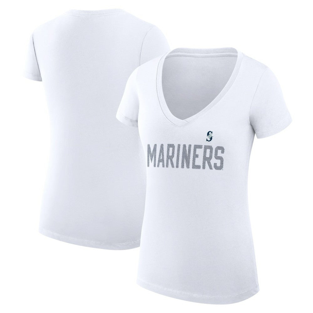MLB Seattle Mariners G-III 4Her by Carl Banks Women's Super-Slim Fit Lightweight Dot Print V-Neck T-Shirt