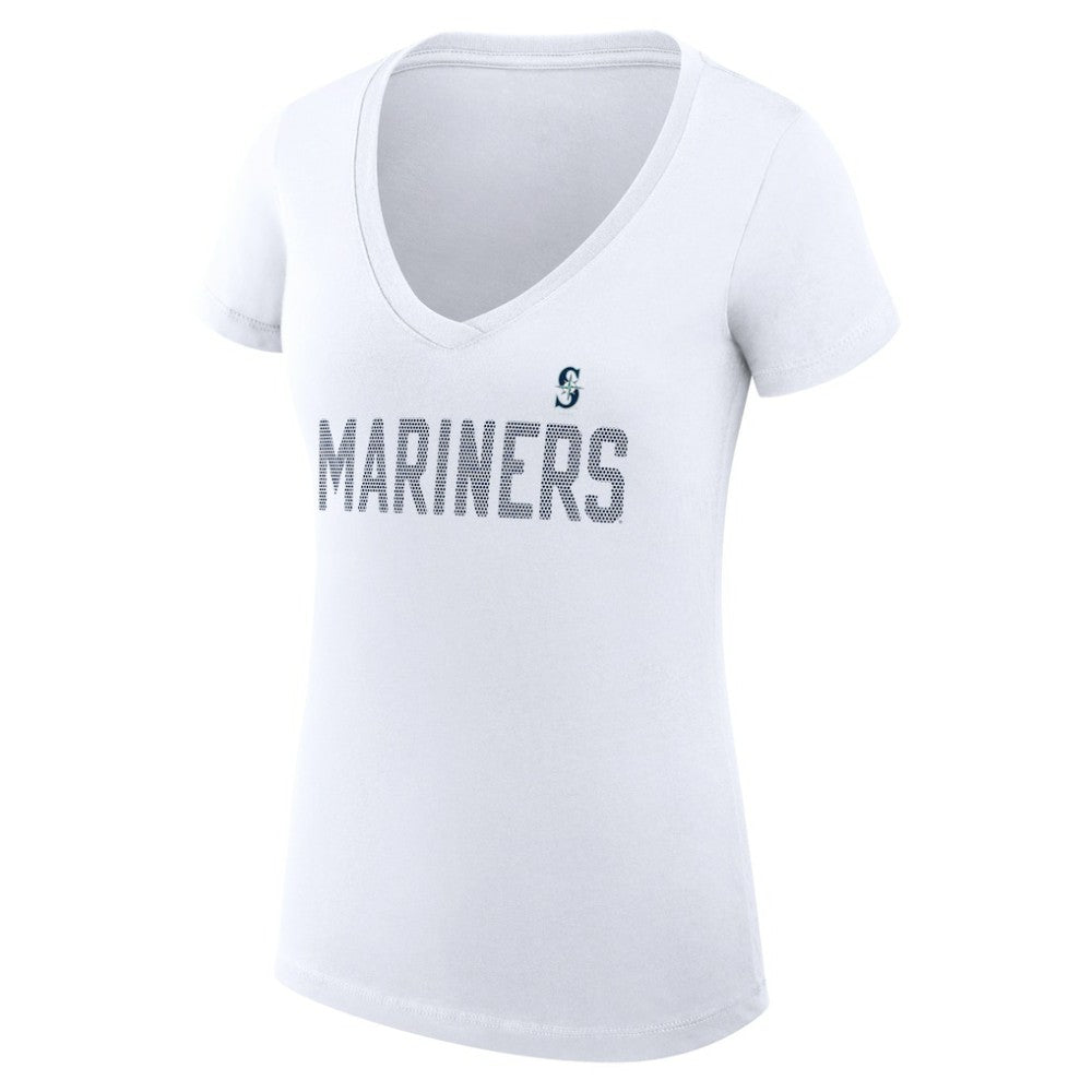 MLB Seattle Mariners G-III 4Her by Carl Banks Women's Super-Slim Fit Lightweight Dot Print V-Neck T-Shirt