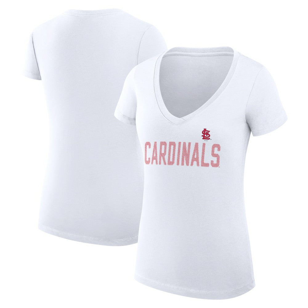 MLB St. Louis Cardinals G-III 4Her by Carl Banks Women's Super-Slim Fit Lightweight Dot Print V-Neck T-Shirt