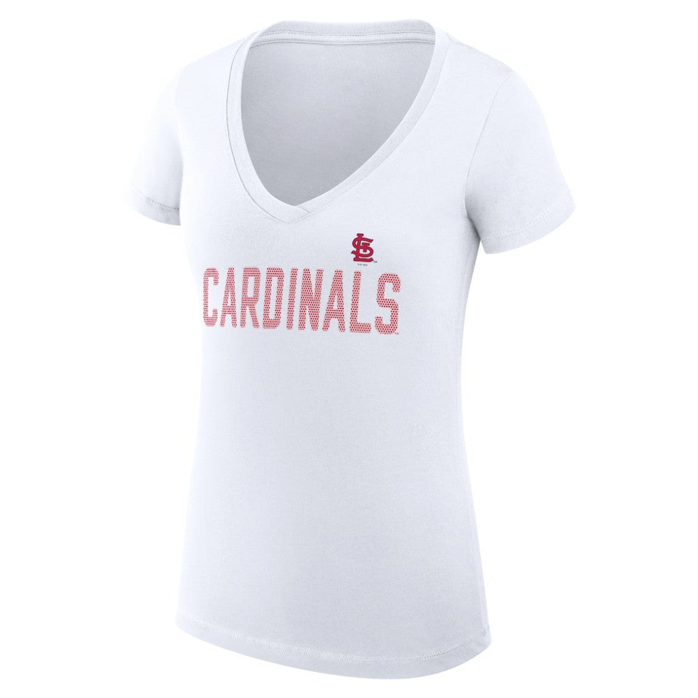 MLB St. Louis Cardinals G-III 4Her by Carl Banks Women's Super-Slim Fit Lightweight Dot Print V-Neck T-Shirt