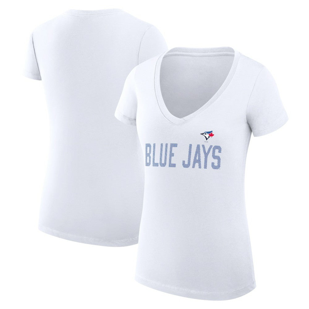 MLB Toronto Blue Jays G-III 4Her by Carl Banks Women's Super-Slim Fit Lightweight Dot Print V-Neck T-Shirt