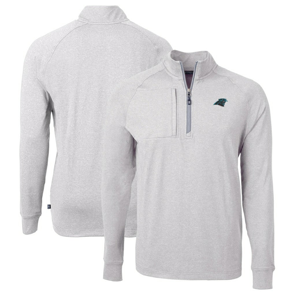 Cutter & Buck Big & Tall Adapt Eco Knit Quarter-Zip Pullover Top - Carolina Panthers