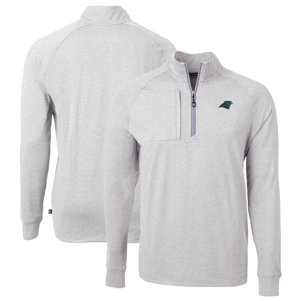 Cutter & Buck Big & Tall Adapt Eco Knit Quarter-Zip Pullover Top - Carolina Panthers