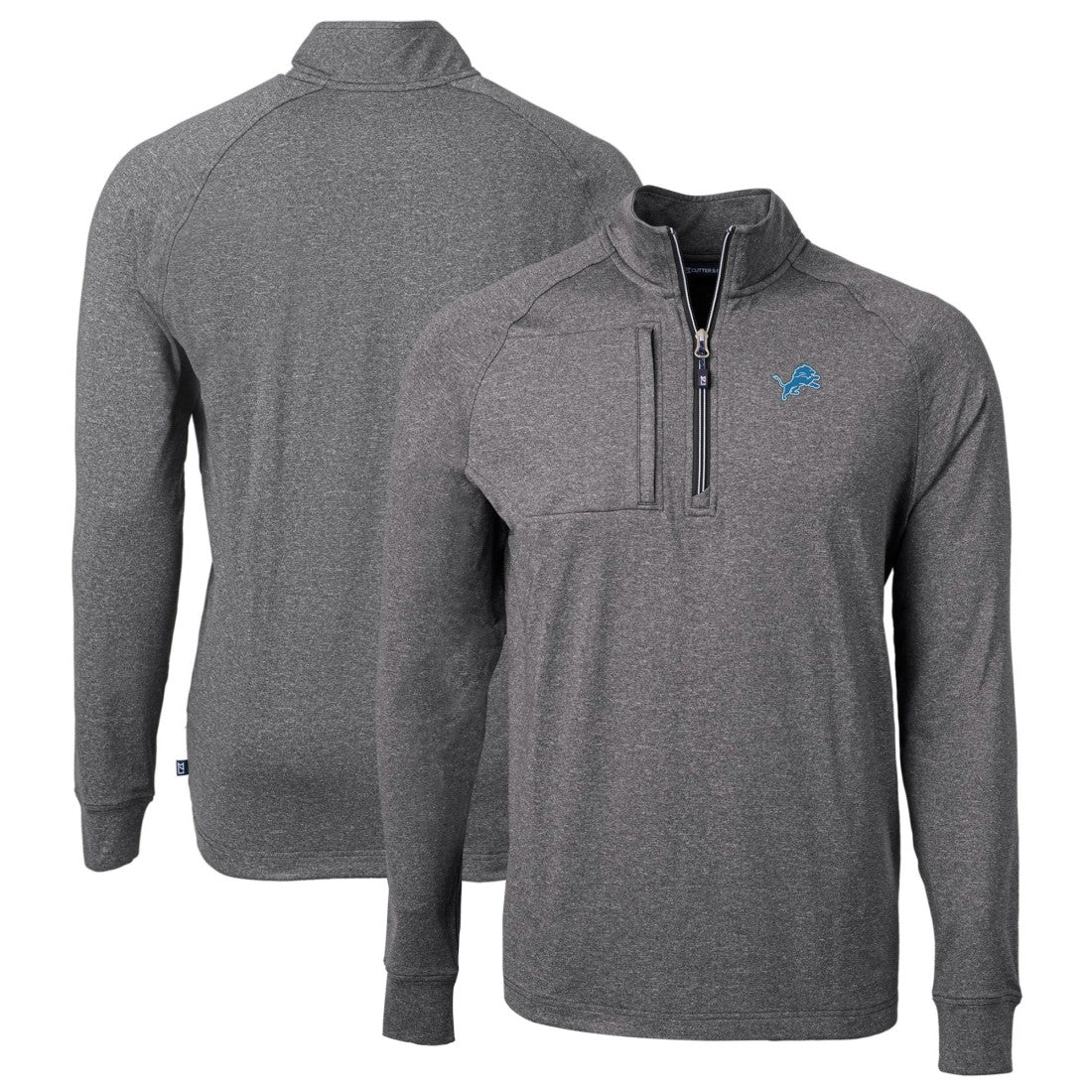 Cutter & Buck Big & Tall Adapt Eco Knit Quarter-Zip Pullover Top - Detroit Lions