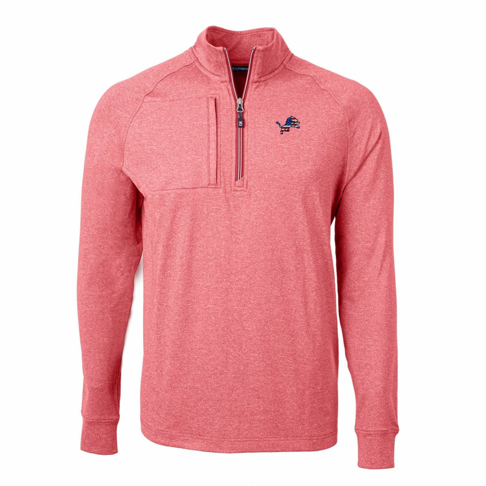 Cutter & Buck Big & Tall Adapt Eco Knit Quarter-Zip Pullover Top - Detroit Lions