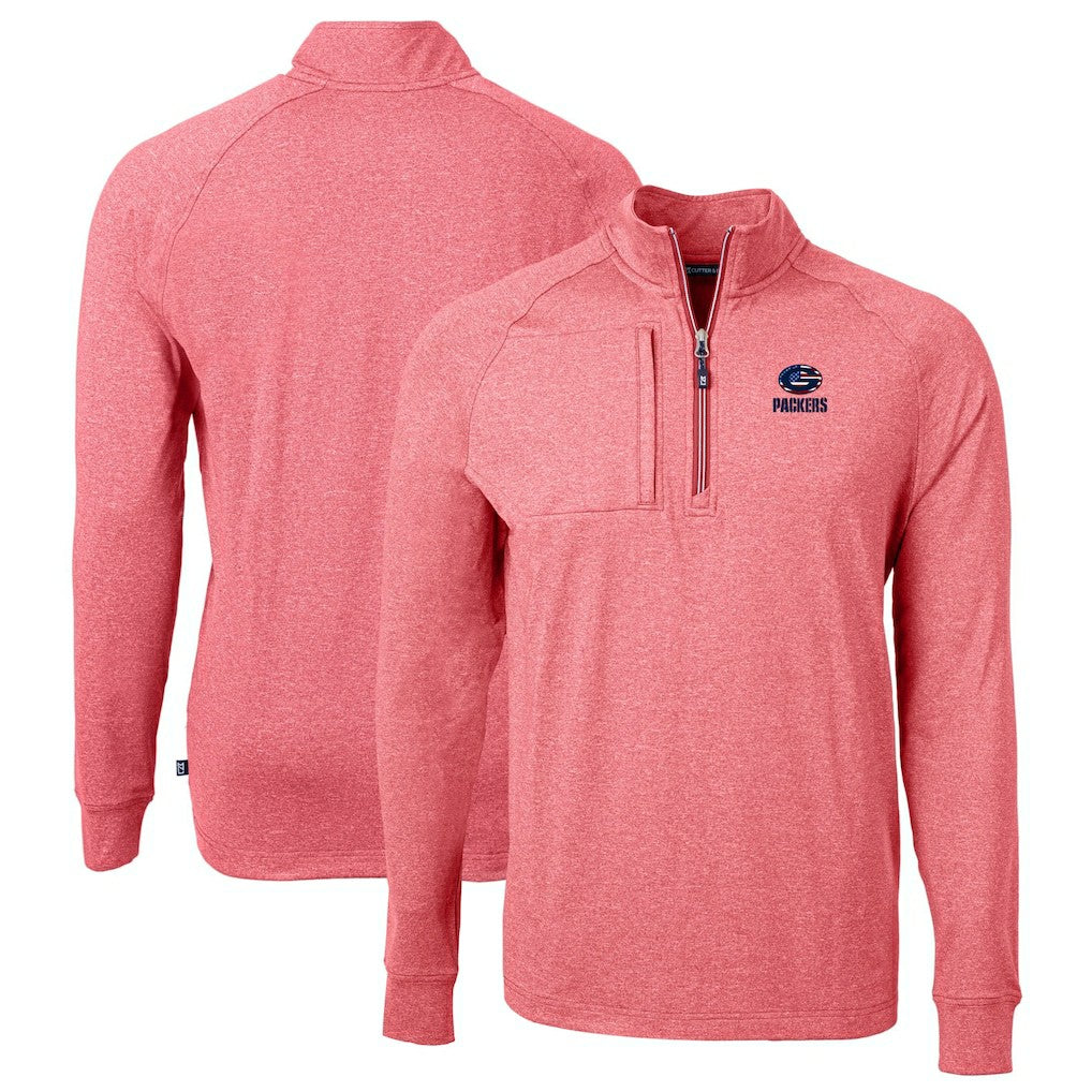 Cutter & Buck Big & Tall Adapt Eco Knit Quarter-Zip Pullover Top - Green Bay Packers